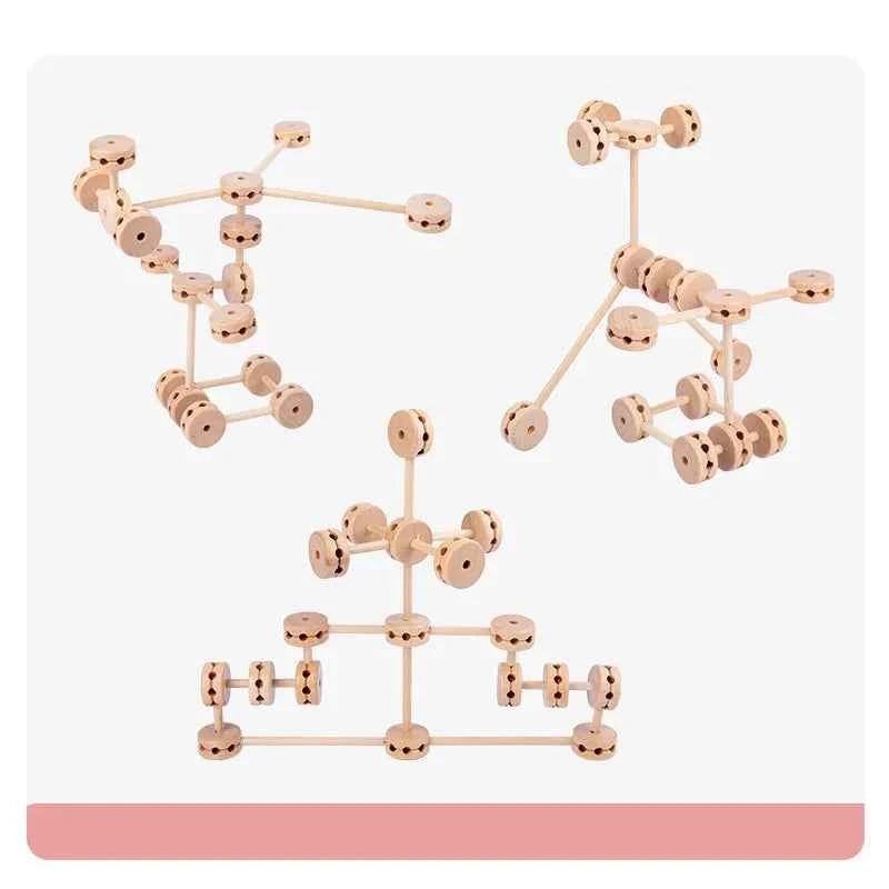 Blocs de construction tête haute en bois – Jeu éducatif Montessori