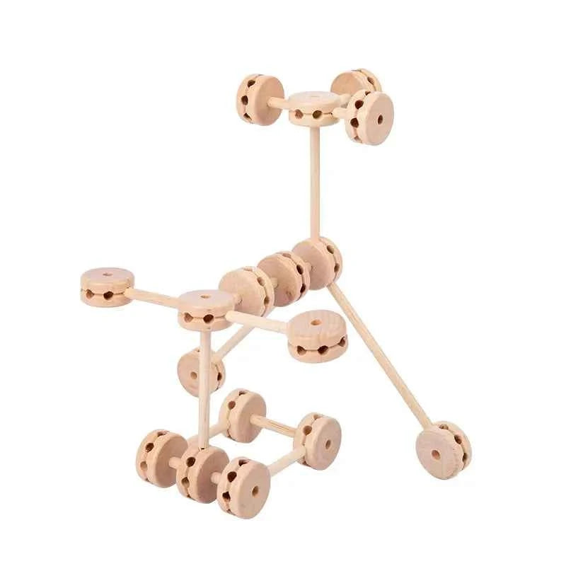 Blocs de construction tête haute en bois – Jeu éducatif Montessori