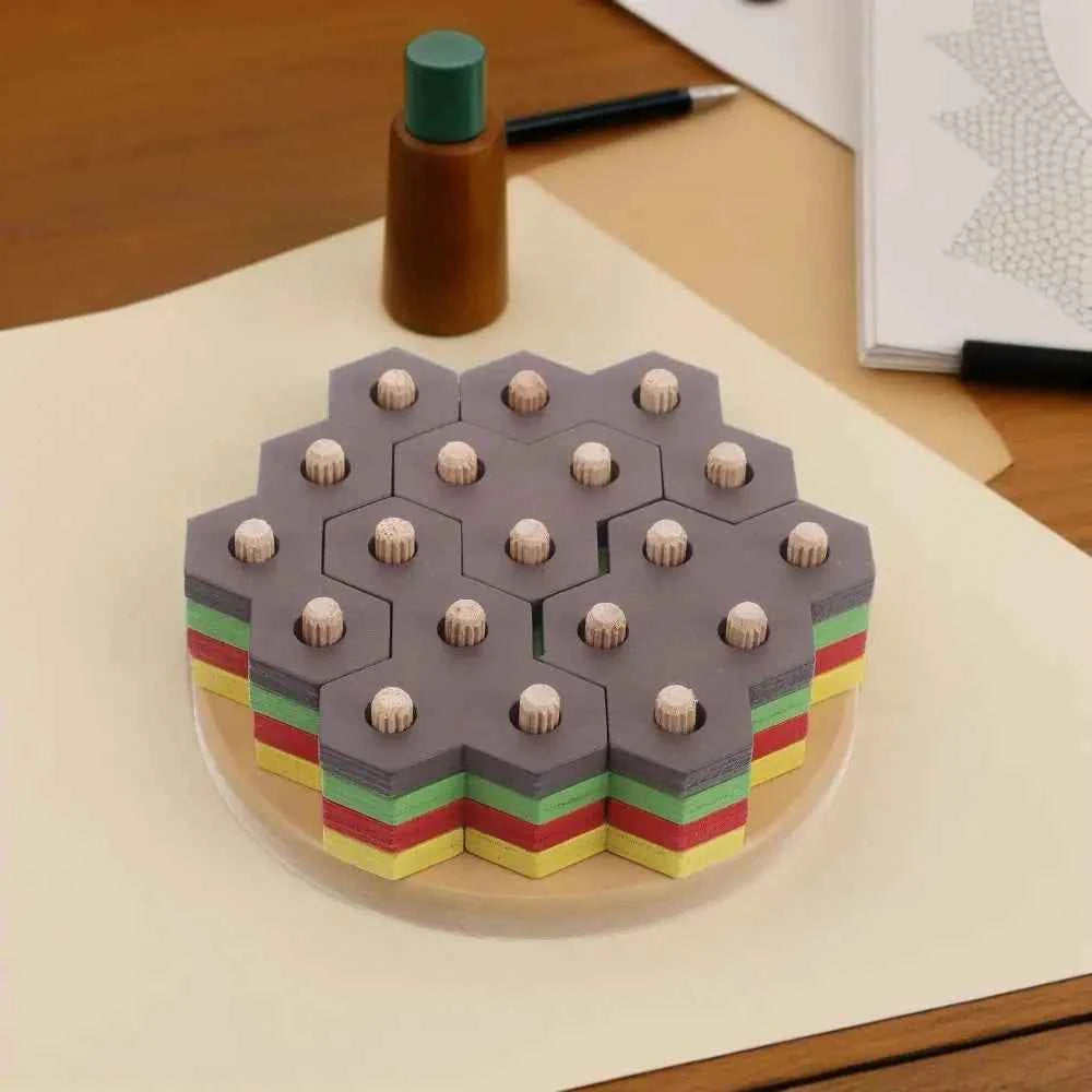 Puzzle Hamburger Montessori – Jeu d’empilage éducatif en bois