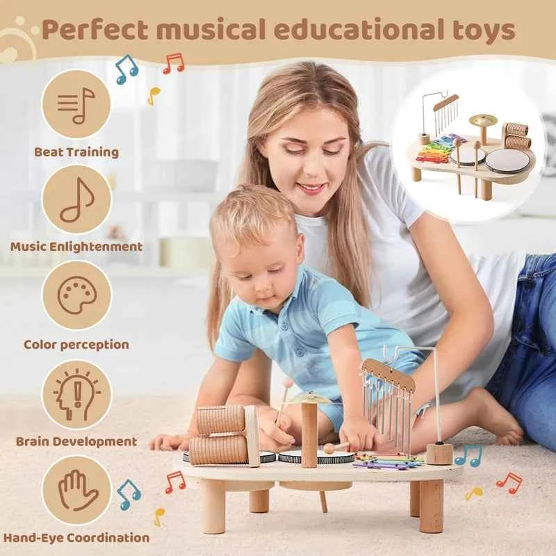 Table d’activités musicale Montessori en bois – Éveil, motricité et plaisir garantis !