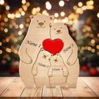 Puzzle Famille Ours Personnalisé – Cadeau Unique & Décoration Rustique