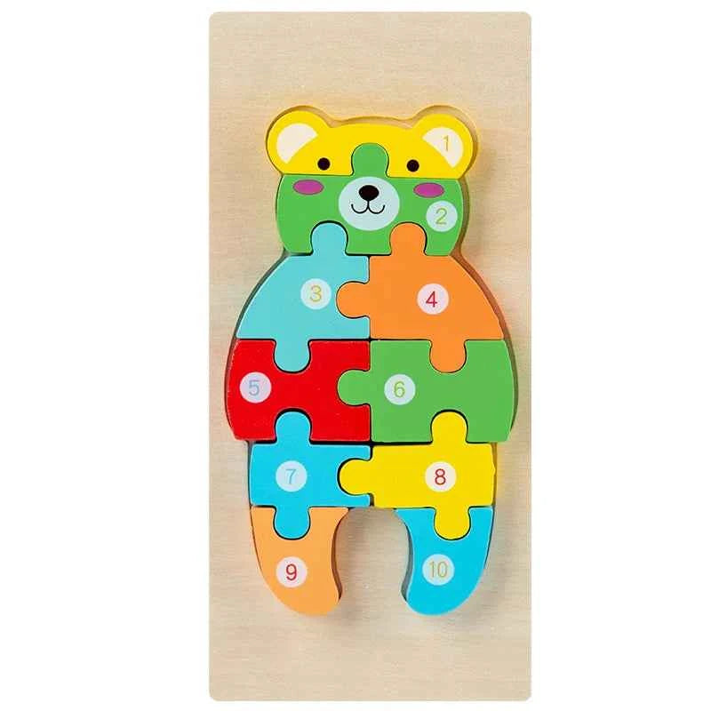 Puzzle 3D Animaux en bois Montessori – Logique, motricité et imagination !