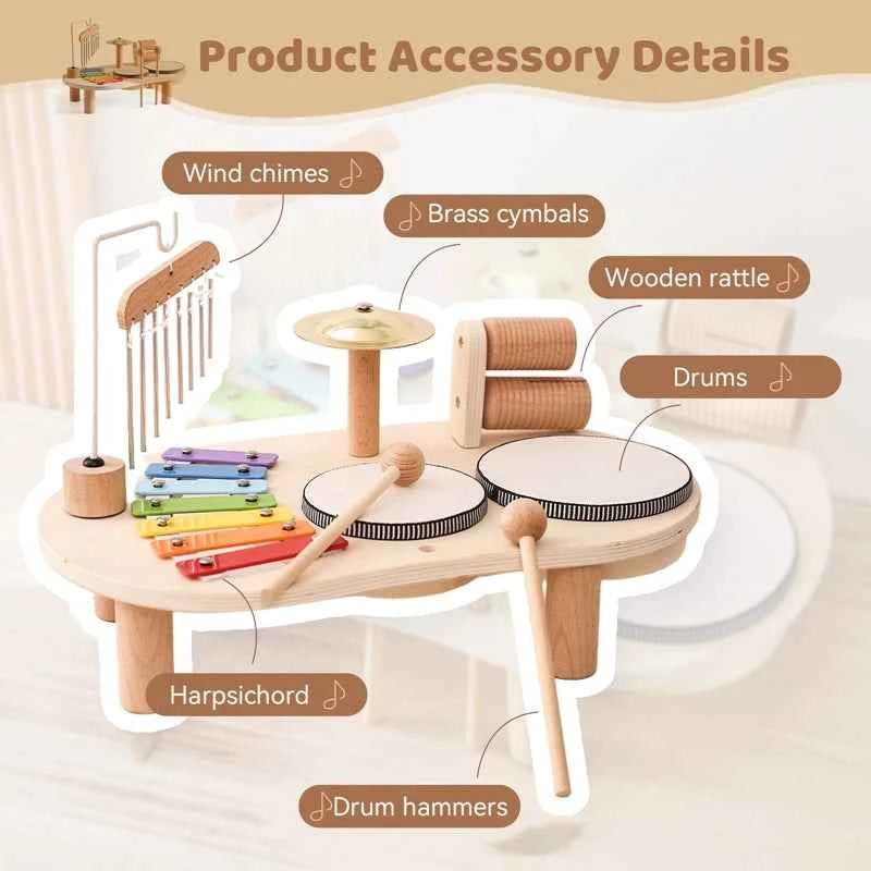 Table d’activités musicale Montessori en bois – Éveil, motricité et plaisir garantis !