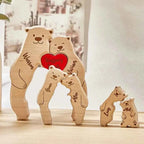 Puzzle Famille Ours Personnalisé – Cadeau Unique & Décoration Rustique