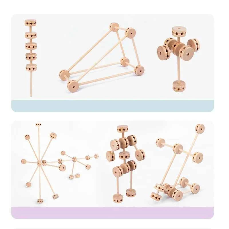 Blocs de construction tête haute en bois – Jeu éducatif Montessori