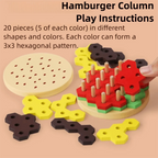 Puzzle Hamburger Montessori – Jeu d’empilage éducatif en bois
