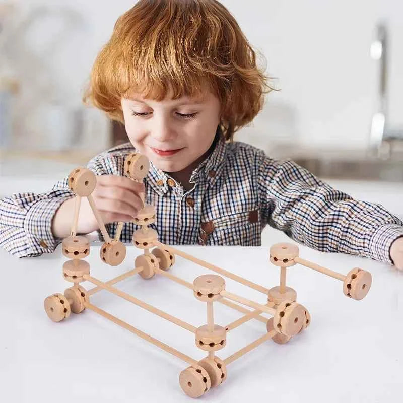 Blocs de construction tête haute en bois – Jeu éducatif Montessori