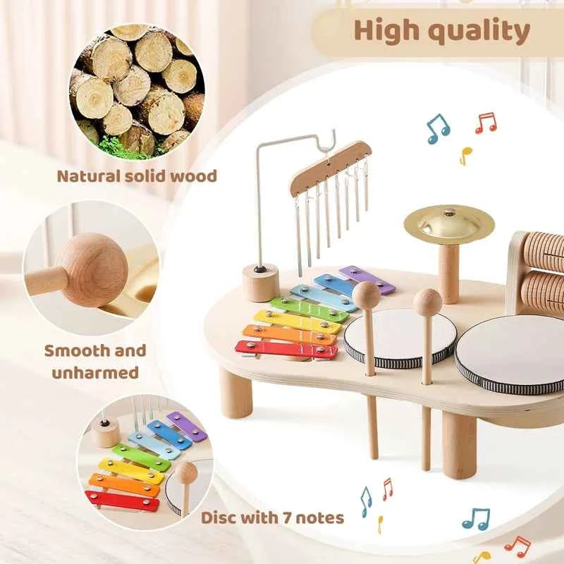 Table d’activités musicale Montessori en bois – Éveil, motricité et plaisir garantis !