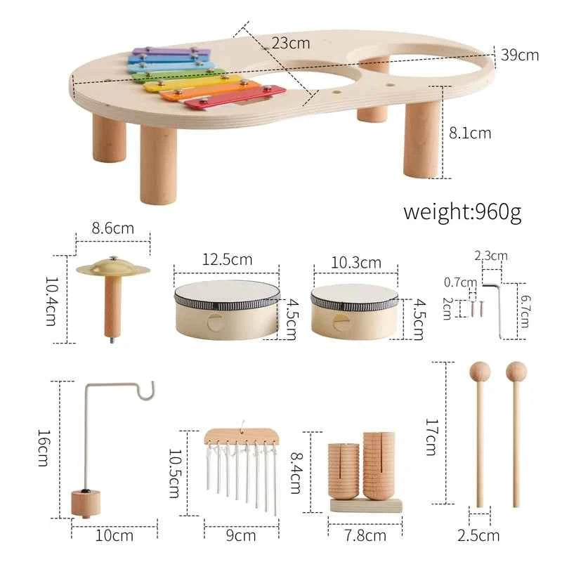 Table d’activités musicale Montessori en bois – Éveil, motricité et plaisir garantis !