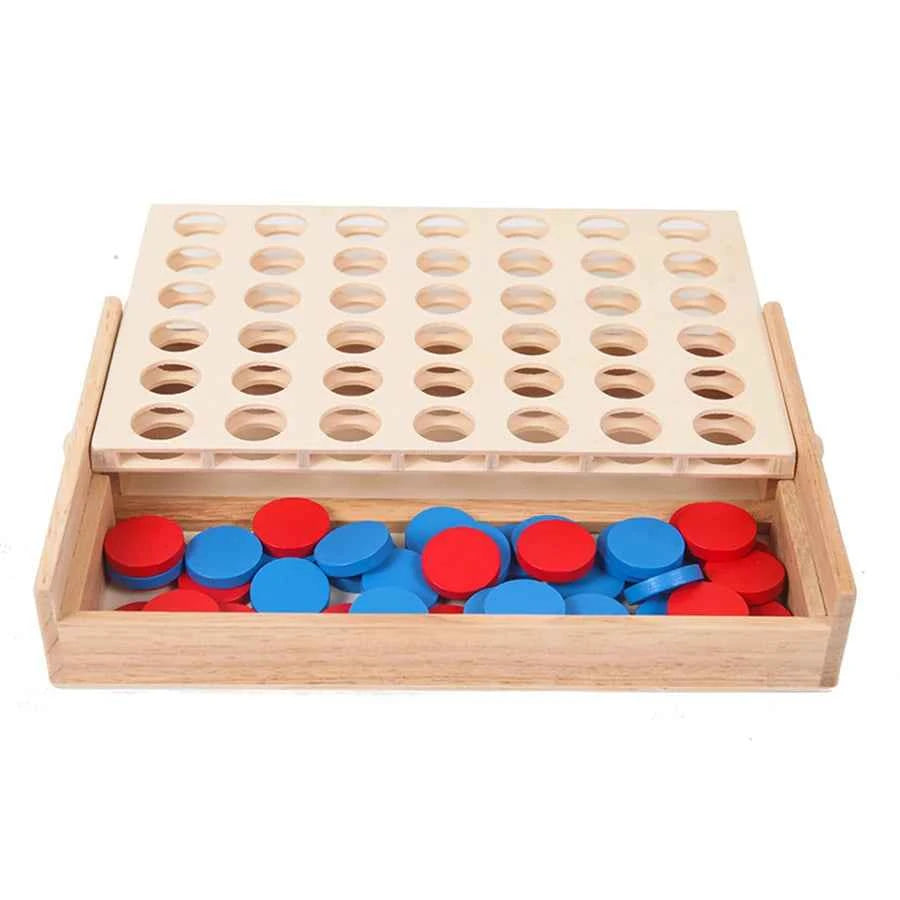 Puissance 4 en bois – Jeu éducatif de stratégie
