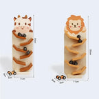 Jouet Voiture à Glissière en Bois, Animaux (Lion, Bœuf, Pingouin)