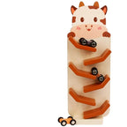 Jouet Voiture à Glissière en Bois, Animaux (Lion, Bœuf, Pingouin)