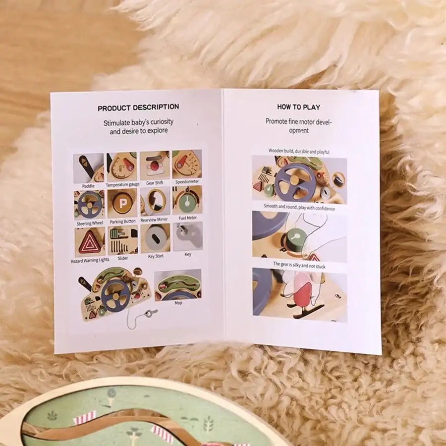 Tableau d’Activité Montessori "Car Busy Board" – Jeu éducatif en bois pour enfants - Maison L&D