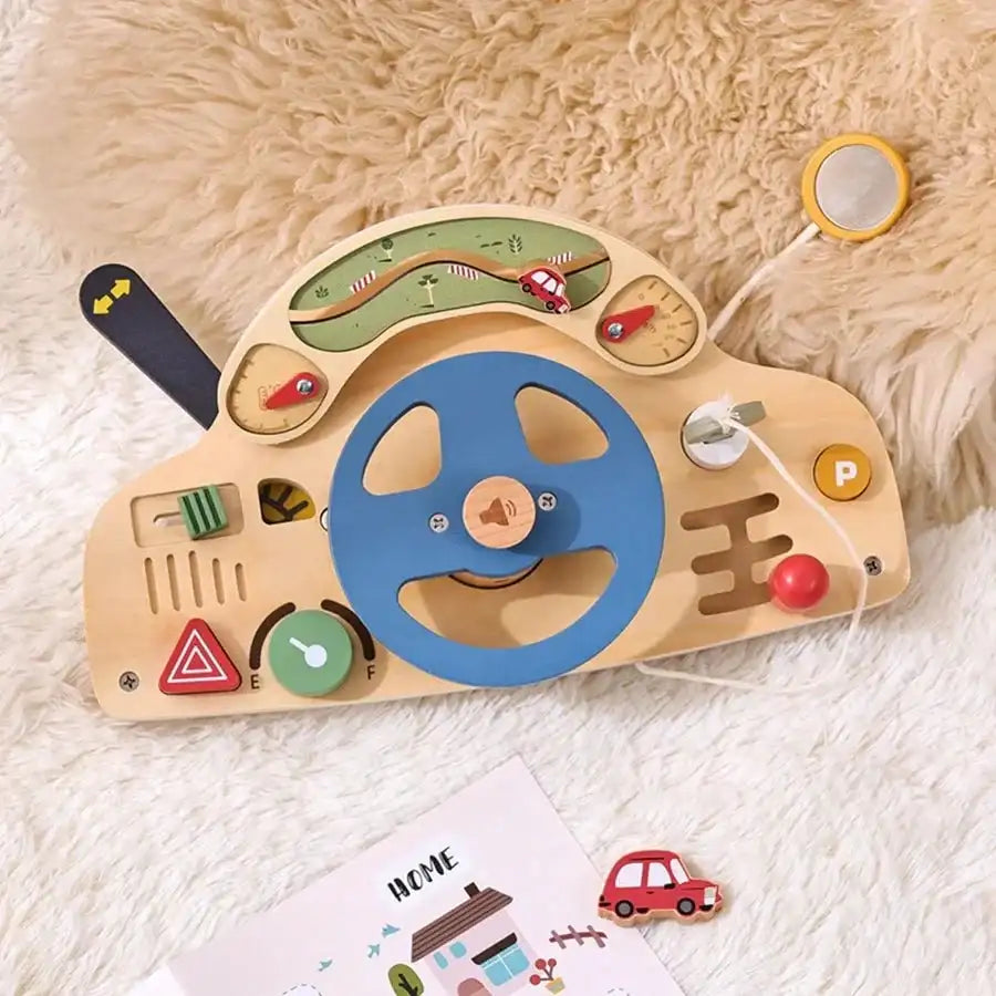 Tableau d’Activité Montessori "Car Busy Board" – Jeu éducatif en bois pour enfants - Maison L&D